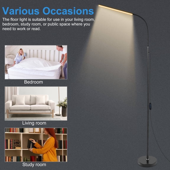 ifundom Black LED Floor Lamp with Adjustable Light Color Slim Modern Standing Lamp