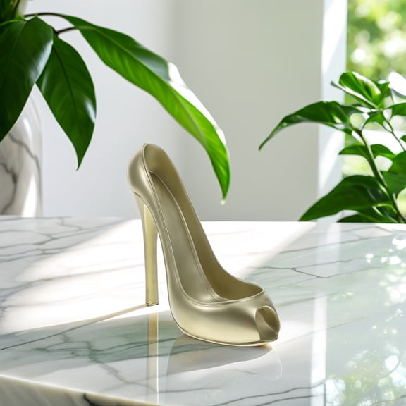 ifundom Resin Golden High Heel Wine Bottle Holder for Home Decor and Storage, 7.8 x 4.3 Inches, Elegant Wine Rack