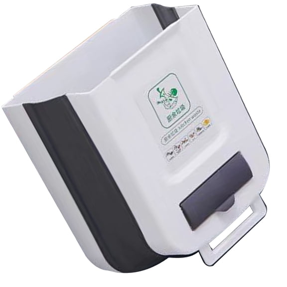 ifundom Grey Foldable Plastic Wall-Mounted Compost Bin for Kitchen Waste and Home Use, Space-Saving Design