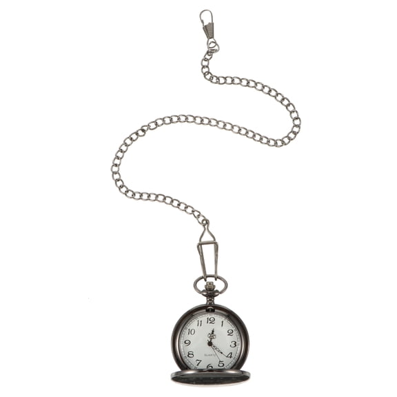 ifundom Vintage Black Quartz Pocket Watch with Chain Necklace, Pendant for Clothing Accessory and Stylish Decoration