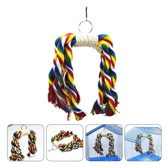 ifundom Hanging String Chewing Toy Parrot Toy Multi Cotton 1Pcs
