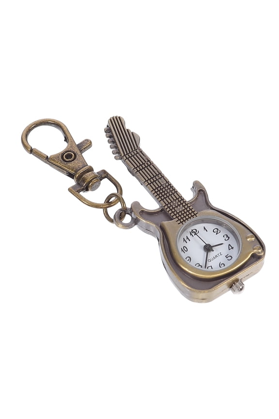 Lightweight Quartz Pocket Watch Keychain with Coffee Color and for Men and Women