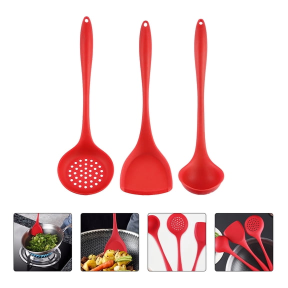 ifundom 7-Piece Red Silicone Kitchen Utensil Set Non-Stick Cooking Tools Kitchenware Accessories