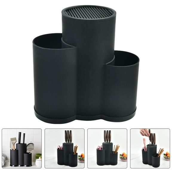 ifundom Black Kitchen Utensil Holder Stand, Space-Saving Countertop Organizer with Simple Design, 1 Set for Kitchen Storage