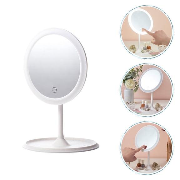 ifundom 1Set White LED Vanity Mirror USB Chargeable Desktop Adjustable Makeup Accessory