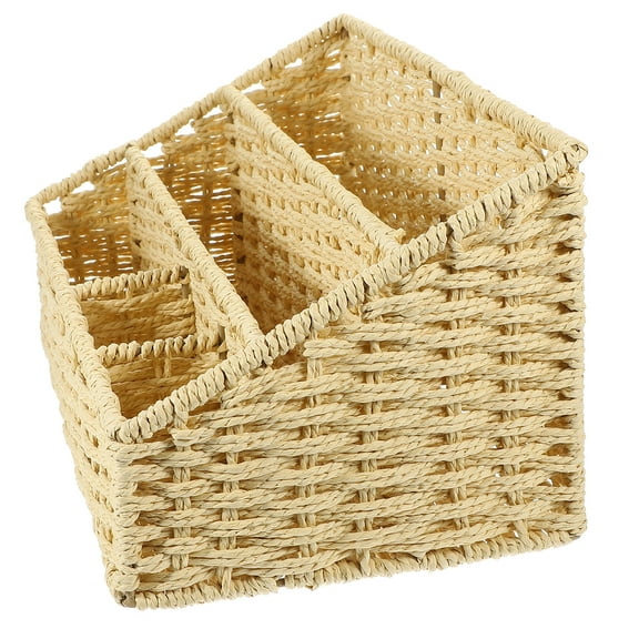 ifundom Large Capacity Woven Storage Basket with Divided Compartments for Home and Office Organization