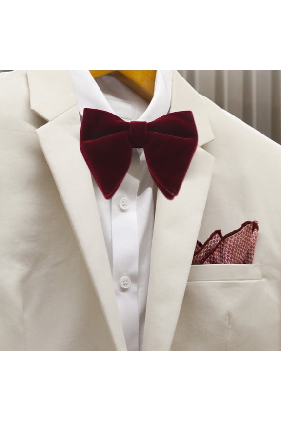 Dark Red Velvet Bow Tie Mens Suit Accessory Stylish Collar for Weddings and Formal Events
