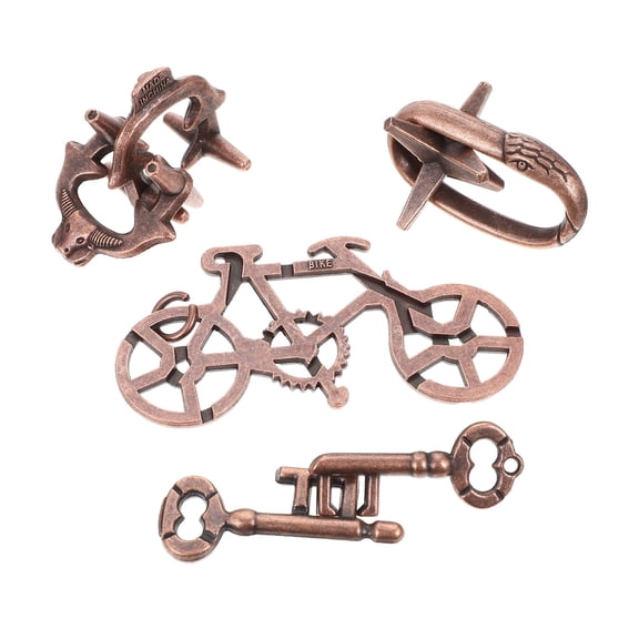 ifundom 4-Piece Rose Metal Brain Teaser Puzzles Set - Intellectual Challenge for Adults and Kids