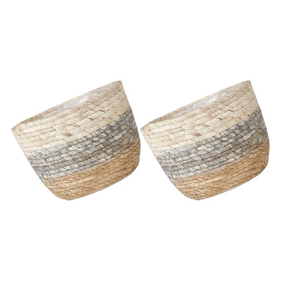 2pcs Woven Flower Basket for Indoor Plants, Rattan Storage Baskets, Multipurpose Straw Plant Pots, Bread Basket