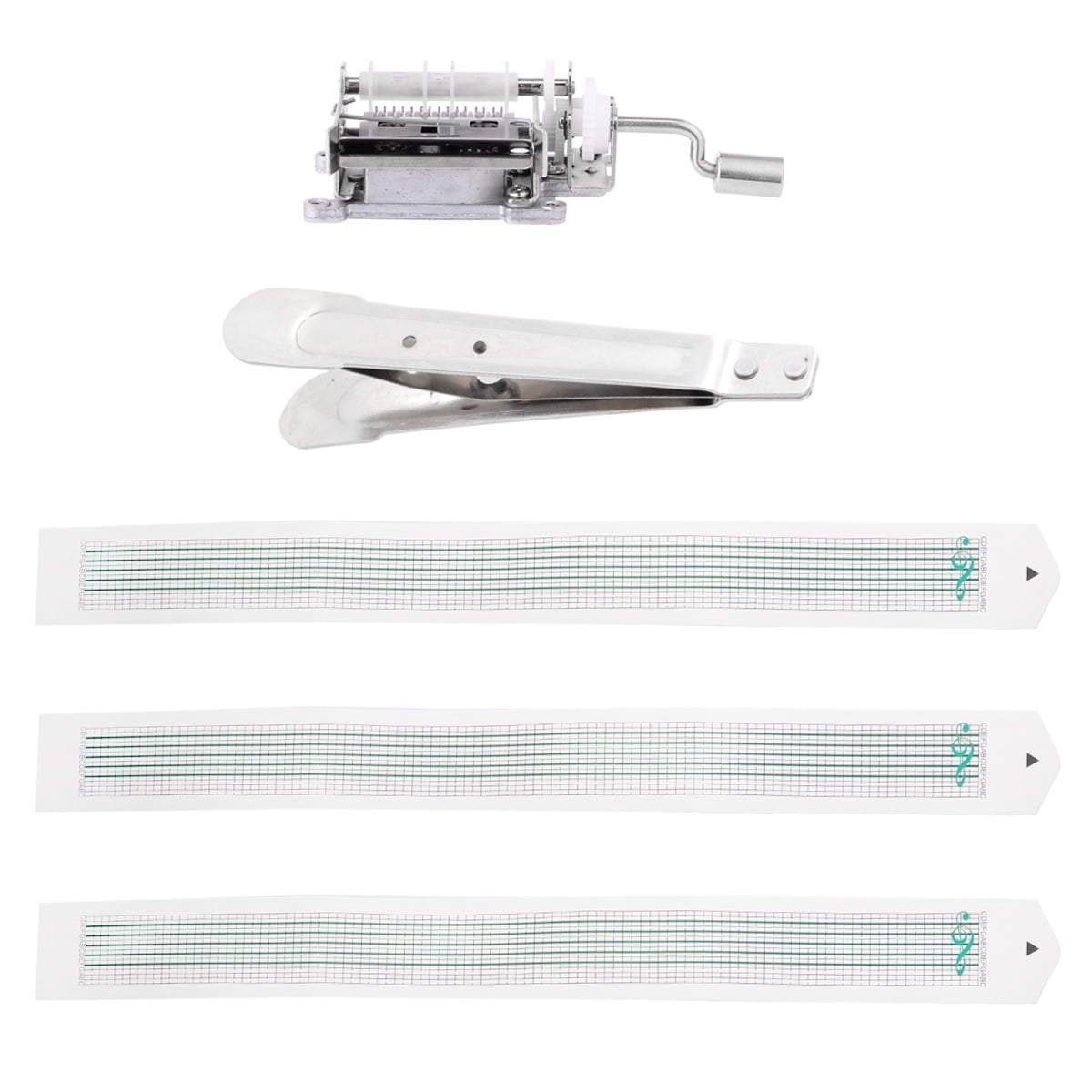 ifundom New DIY Tune Hand Crank Mechanical Musical Box with Hole Puncher 15 Note Paper Gift Make Your Own Song with 3pcs Blank Paper Tapes (Silver)