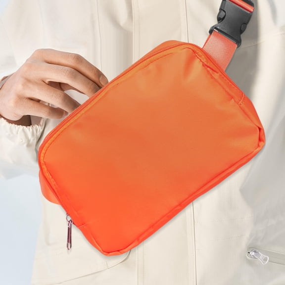 ifundom Orange Nylon Waist Bag Fanny Pack Zipper for Hiking, Travel, Running, Outdoor Sports and Activities