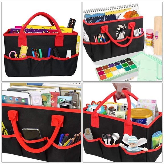 ifundom Oxford Cloth Tool Storage Bag Black with Thick Waterproof Coating and Multi Pocket Design
