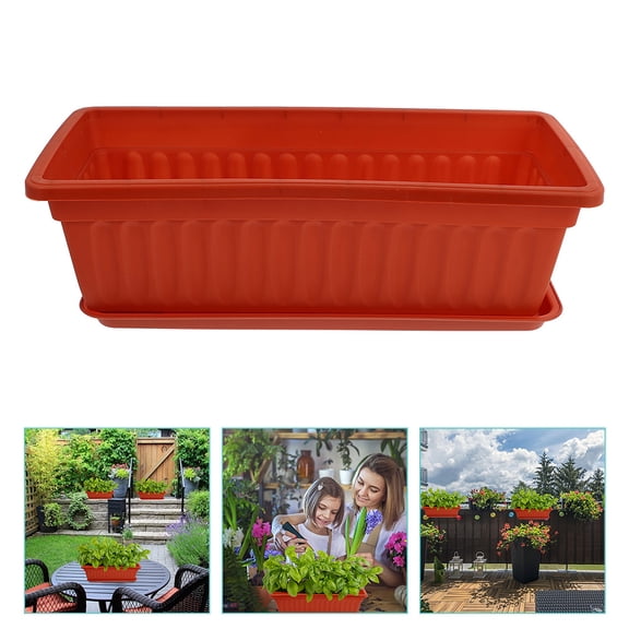 ifundom Dark Red Plastic Indoor Vegetable Planter Set for Home Gardening - Planting Containers for Indoor and Outdoor Use