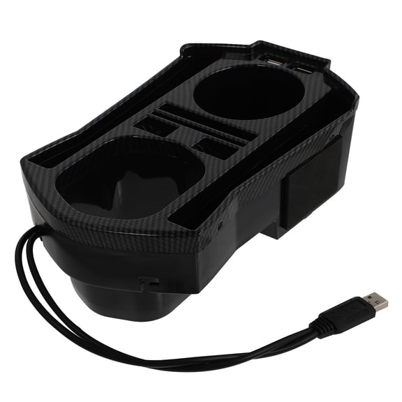 ifundom Center Console Cup Organizer Black Plastic Container with USB Charging