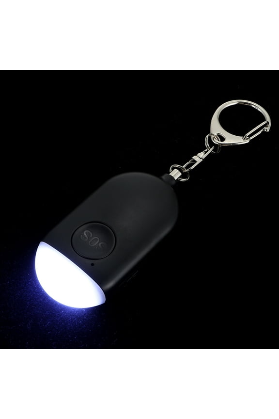 Rechargeable Personal Safety Alarm Keychain, Portable Black Outdoor Emergency Alert Device, 1 Set