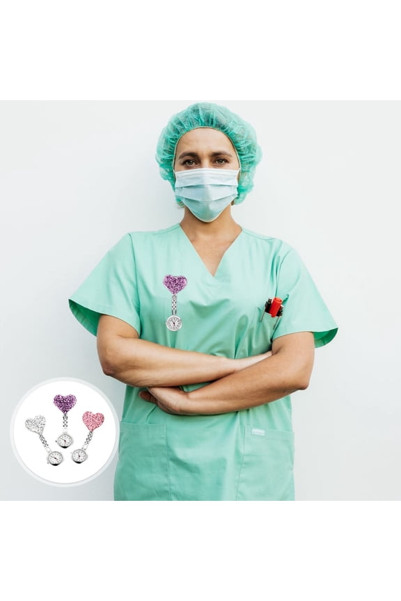Heart-Shaped Watch for Healthcare Professionals, Alloy Case with Glass Mirror, Stylish Staff Timepiece