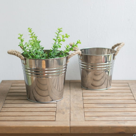 ifundom Stainless Steel Flower Pot Bucket with Rustic Design for Elegant Flower Arrangement and Storage