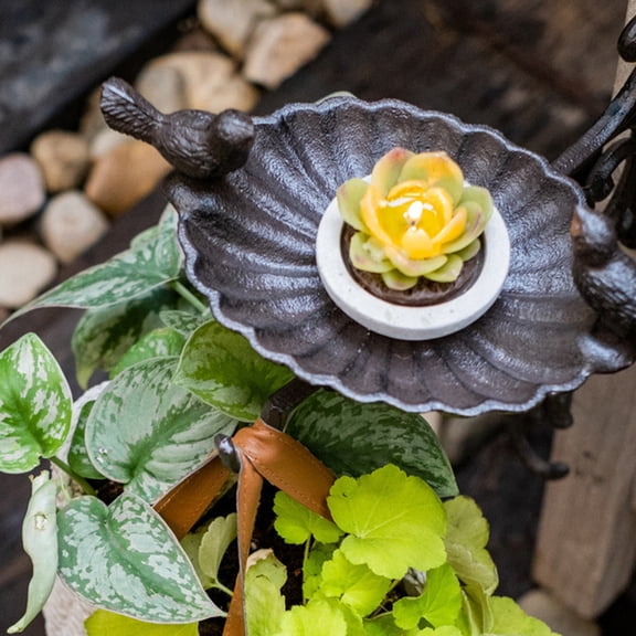 ifundom Rustproof Cast Iron Feeder with Decorative Brown Wall Mounted Hanging Basket for Indoor Outdoor Use