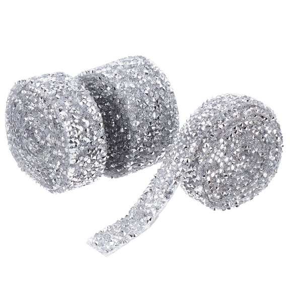 ifundom Self-Adhesive Bling Mesh Wrap Silver Stable Rhinestone Roll for Decorative Use