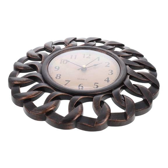 ifundom Round Wall Clock with Quiet Movement, Coffee Finish Decorative Home Clock for Living Room, Kitchen, Office Use