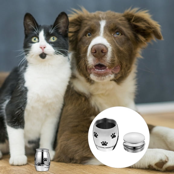 ifundom Stainless Steel Pet Urn with Smooth Lines and Shiny Finish for Ash Storage