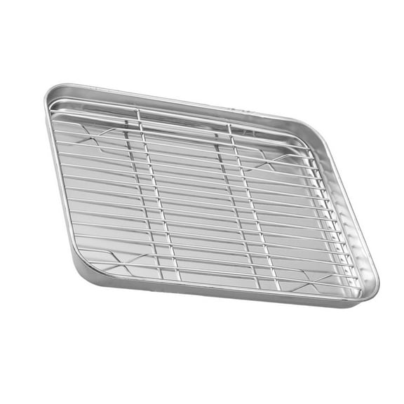 ifundom Silver Stainless Steel Baking Tray with Cooling Rack Multifunctional Kitchen Utensil