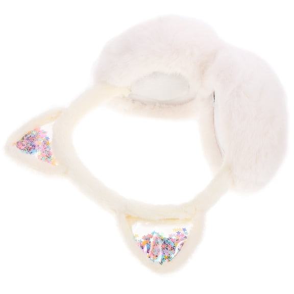 ifundom Soft White Cat Ear Warmer Headband Winter Ear Protector Plush Earmuffs for Decoration