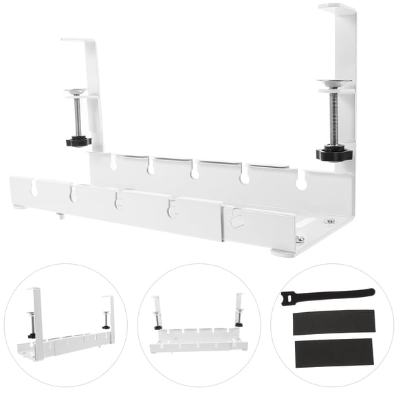 ifundom Desk Cord Organizer White Under Desk Cable Tray for Tidy Wire Management