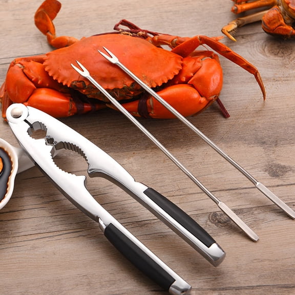ifundom Walnut and Crab Opener Tool Set, 2 Pieces, High Grade Zinc Alloy, Black Nutcracker for Easy Shell Cracking