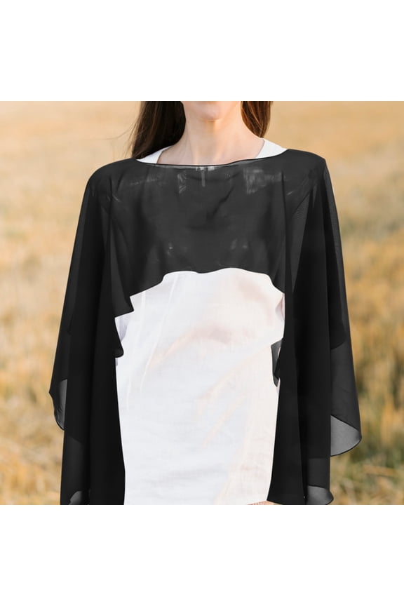 Black Polyester Evening Wraps for Formal Outfits and Daily Use