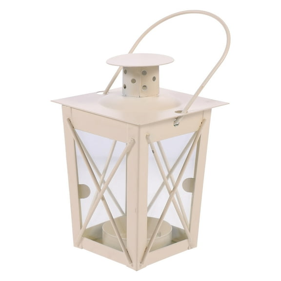 ifundom White Iron Candle Lantern with Handle for Home Decor, Events, and Special Occasions, 3.5x3.5x8.5 Inches