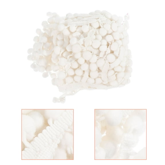 ifundom White Polyester Pom Pom Fringe Trim for Clothing, Crafts, Home Decor, Sewing Projects -