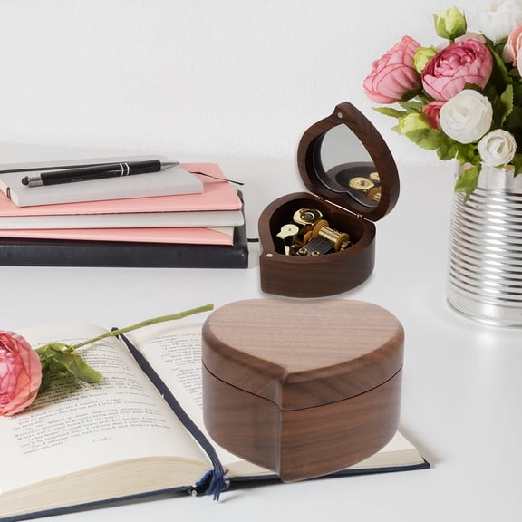 ifundom Walnut Musical Wind-Up Box 1 Piece Anniversary Keepsake Decorative Music Box