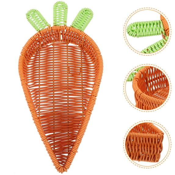 ifundom Brown Plastic Rattan Woven Basket for Kitchen Storage and Home Organization, Produce Holder, 1 Pack