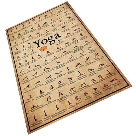 ifundom Multi-Color Yoga Poses Poster Canvas Wall Art Decorative Workout Chart for Home Gym Fitness Room