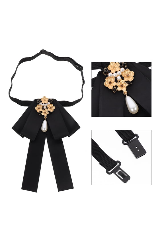 Retro Black Bow Tie Zinc Alloy 1 Piece Stable Shape Ladies Suit Accessory for Wedding and Formal Events