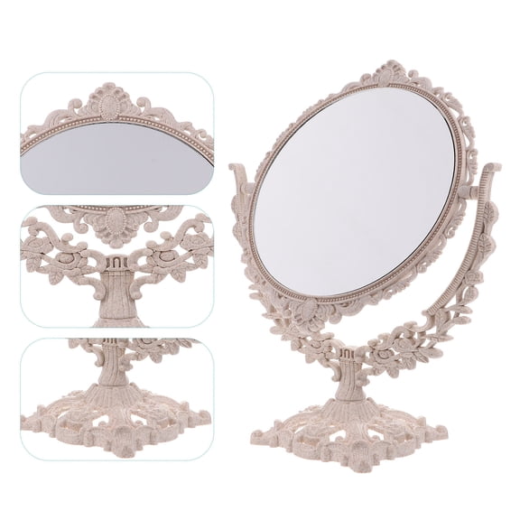 ifundom Retro European Style Round Standing Mirror with Premium Glass and Plastic Frame for Home Decor 1 Piece