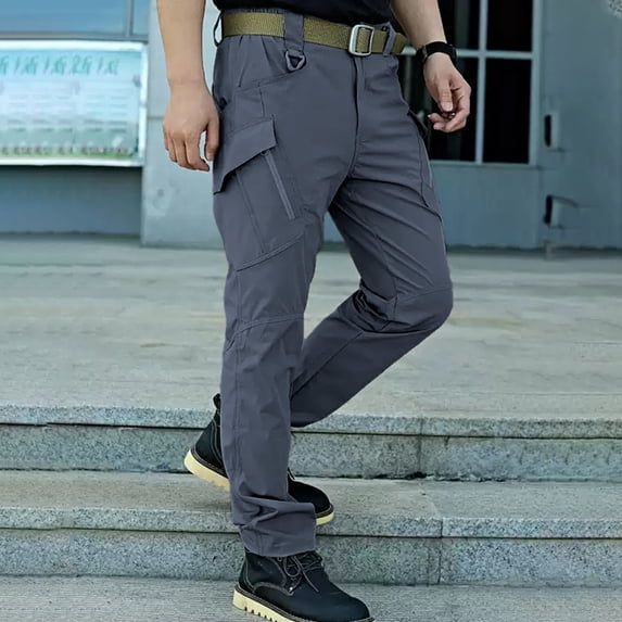 ig Men’s Heavy Duty Stretch Polyester Cargo Pants S-XXL, Breathable Multi Pocket Hiking Utility Pants