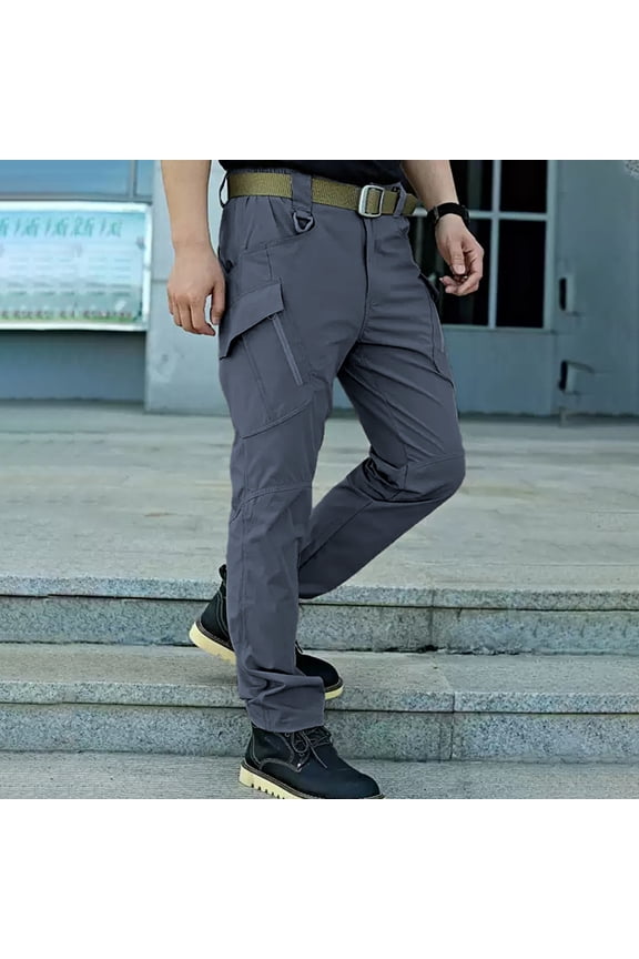 ig Men’s Heavy Duty Stretch Polyester Cargo Pants S-XXL, Breathable Multi Pocket Hiking Utility Pants