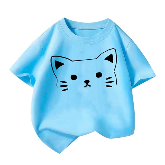 ight Blue Kids Girl Boy Cat Graphic Tshirts Crew Neck Tee Tops for Child Short Sleeve Lounge Kawaii Fall Summer Tee Shirt 2026 Clothes Trendy 6 Years