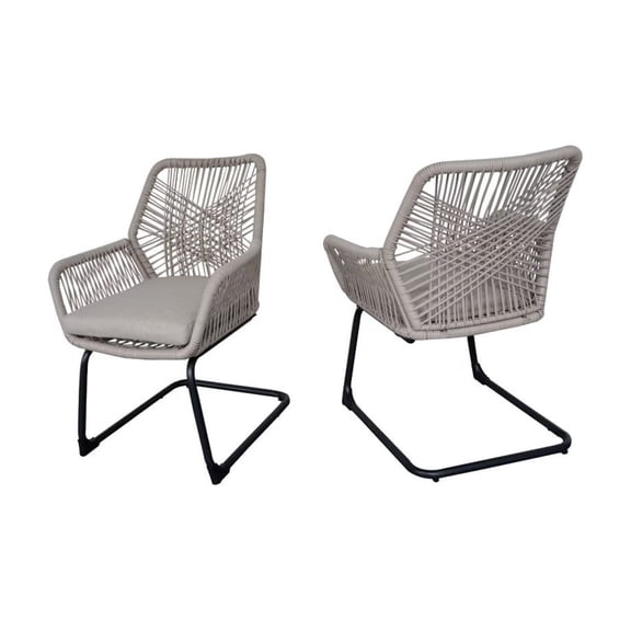 ight Grey PE Rattan Outdoor Armchair with Spring Support, Set of 2 All-Weather Patio Furniture with Cushion for Balcony, Garden, and Backyard