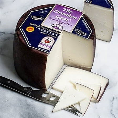 igourmet Drunken Goat Spanish Cheese and Cheese Storage Bag - Whole Wheel (4.5 pound) - Drunken Goat Cheese is mild and smooth, not goaty, with a touch of fruitiness in the finish