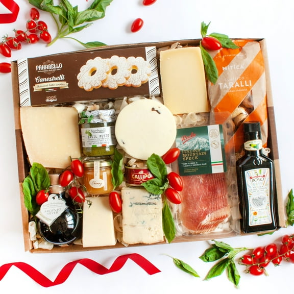 igourmet Italian Premier Gift Box - Assortment of Italian Cheeses, Honey, Soppressata, Speck, Taralli, Canestrelli Cookies, Olive Oil, Vinegar - Gourmet Selection