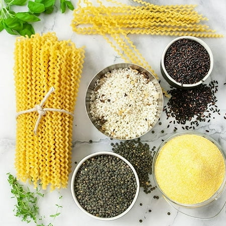 igourmet Pantry Staples Assortment - Includes French Green Lentils, Instant Polenta, Fregola Sarda, Die Cut Pasta, Black Rice, and Risotto with Porcini Mushrooms , ,
