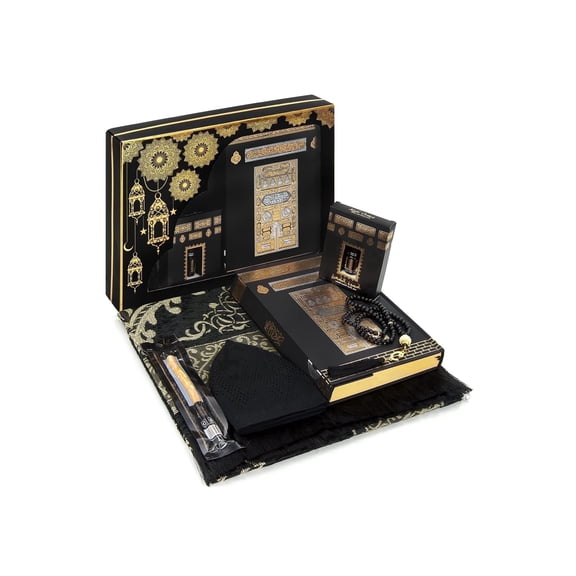 Muslim Prayer Rug Quran Beads Kufi Hat Miswak Islamic Gift Box Ramadan Hajj Umrah Indoor