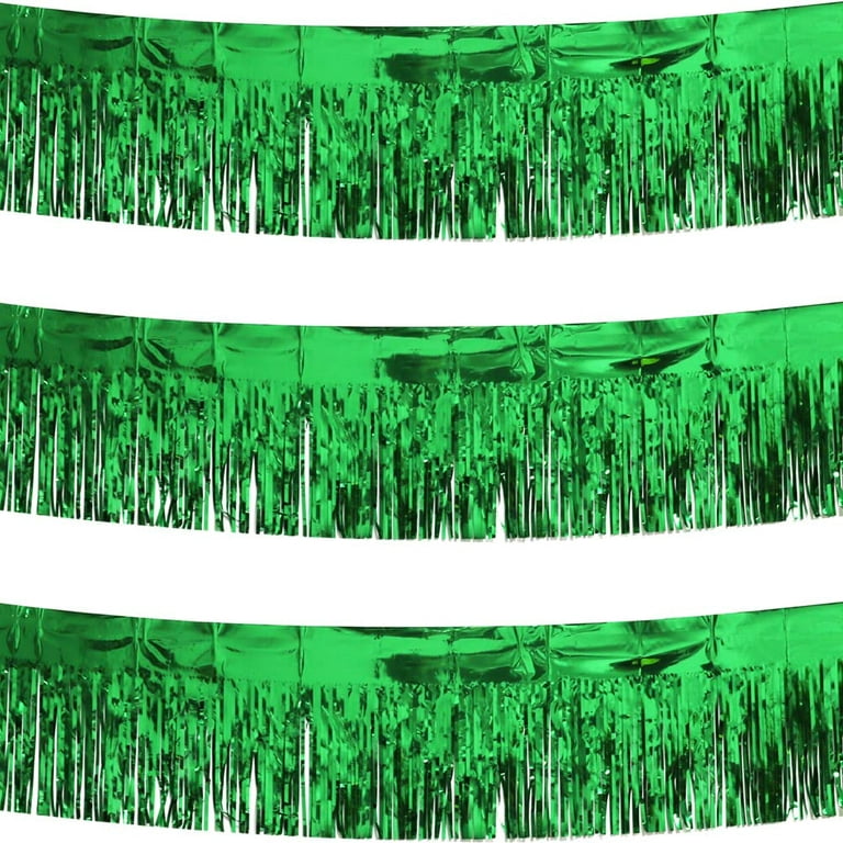 iiCheerful 3 Pack Green 10 Feet Foil Fringe Garland Metallic Tinsel Banner  Wall Hanging Drapes Parade Float Skirting Decorations for Trailer Mardi  Gras Party Birthday Wedding Baby Shower (Green) 
