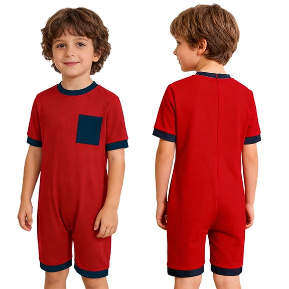 iiniim Adaptive Clothing for Boys Girls Special Needs Autism Sensory Jumpsuit Back Zipper Anti-Strip Romper Red 14