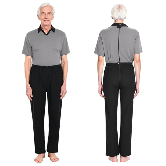 iiniim Adult Dementia Clothing Alzheimers Adaptive Anti-Strip Jumpsuit with Zipper at Back and Leg for Elderly Men Grey XL