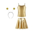 thumbnail image 1 of iiniim Alien Costume for Girls Metallic Dress Alien Holographic Cami Top with Pleated Skirts and Hair Hop Gold 14, 1 of 7