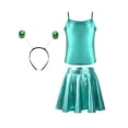 thumbnail image 1 of iiniim Alien Costume for Girls Metallic Dress Alien Holographic Cami Top with Pleated Skirts and Hair Hop Green 6, 1 of 7